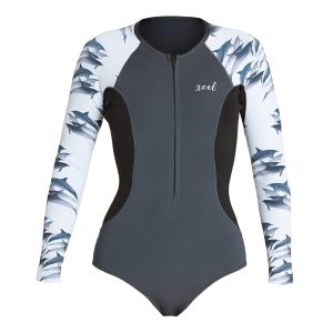 Women's Ocean Ramsey Water Inspired Axis Long Sleeve Front Zip Springsuit 1.5/1mm Cheeky Cut